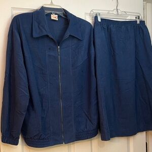 Chic Navy Skirt Set with Jacket